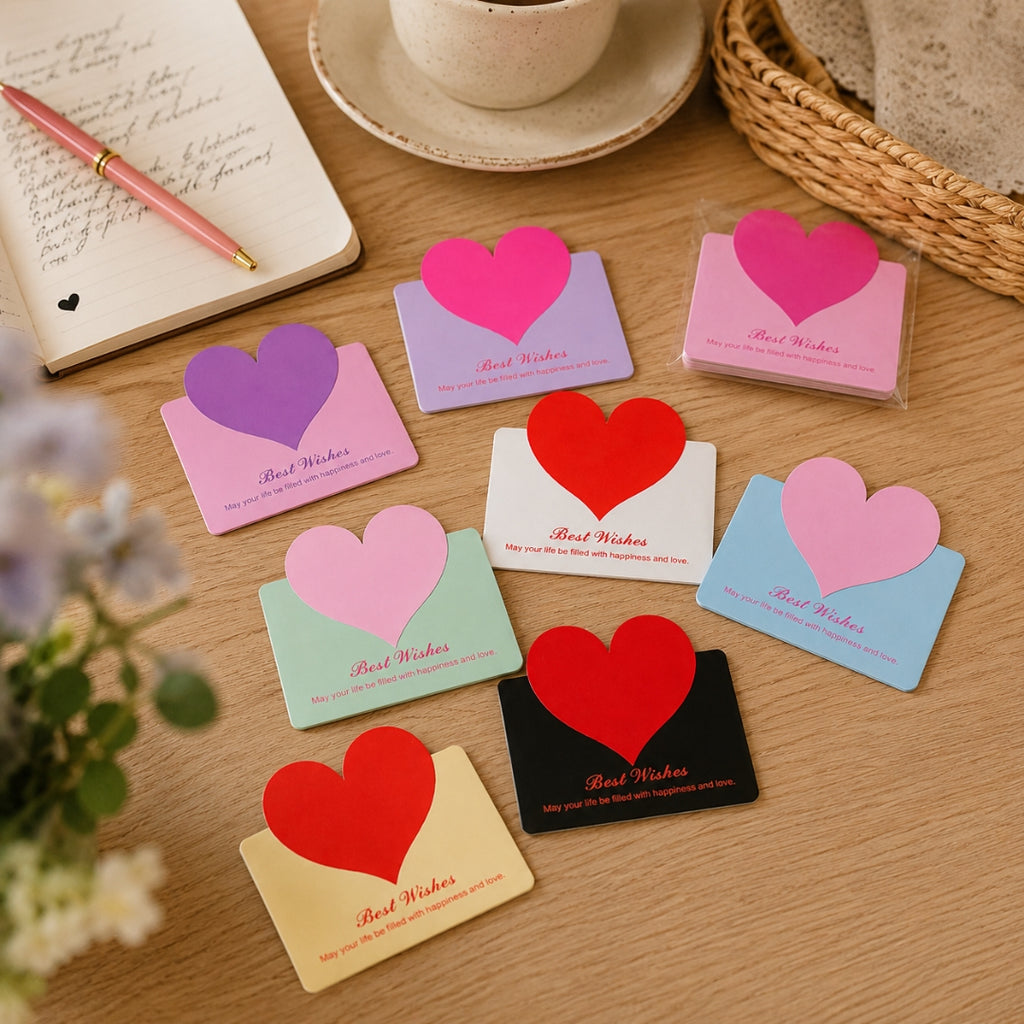 Pack de Tarjetas de Dedicatoria Miniatura con Corazón - Tarjetas de Felicitación para Ramos y Regalos