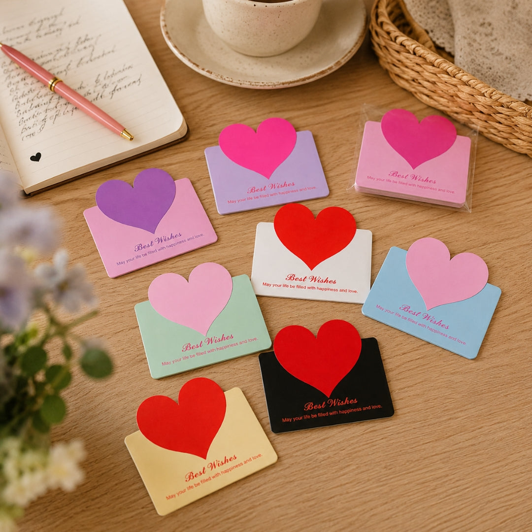 Pack de Tarjetas de Dedicatoria Miniatura con Corazón - Tarjetas de Felicitación para Ramos y Regalos