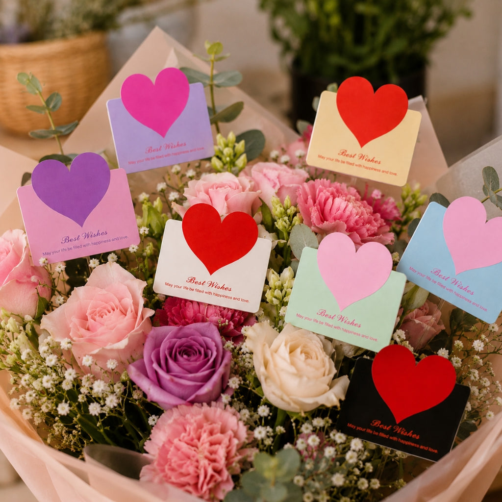 Pack de Tarjetas de Dedicatoria Miniatura con Corazón - Tarjetas de Felicitación para Ramos y Regalos