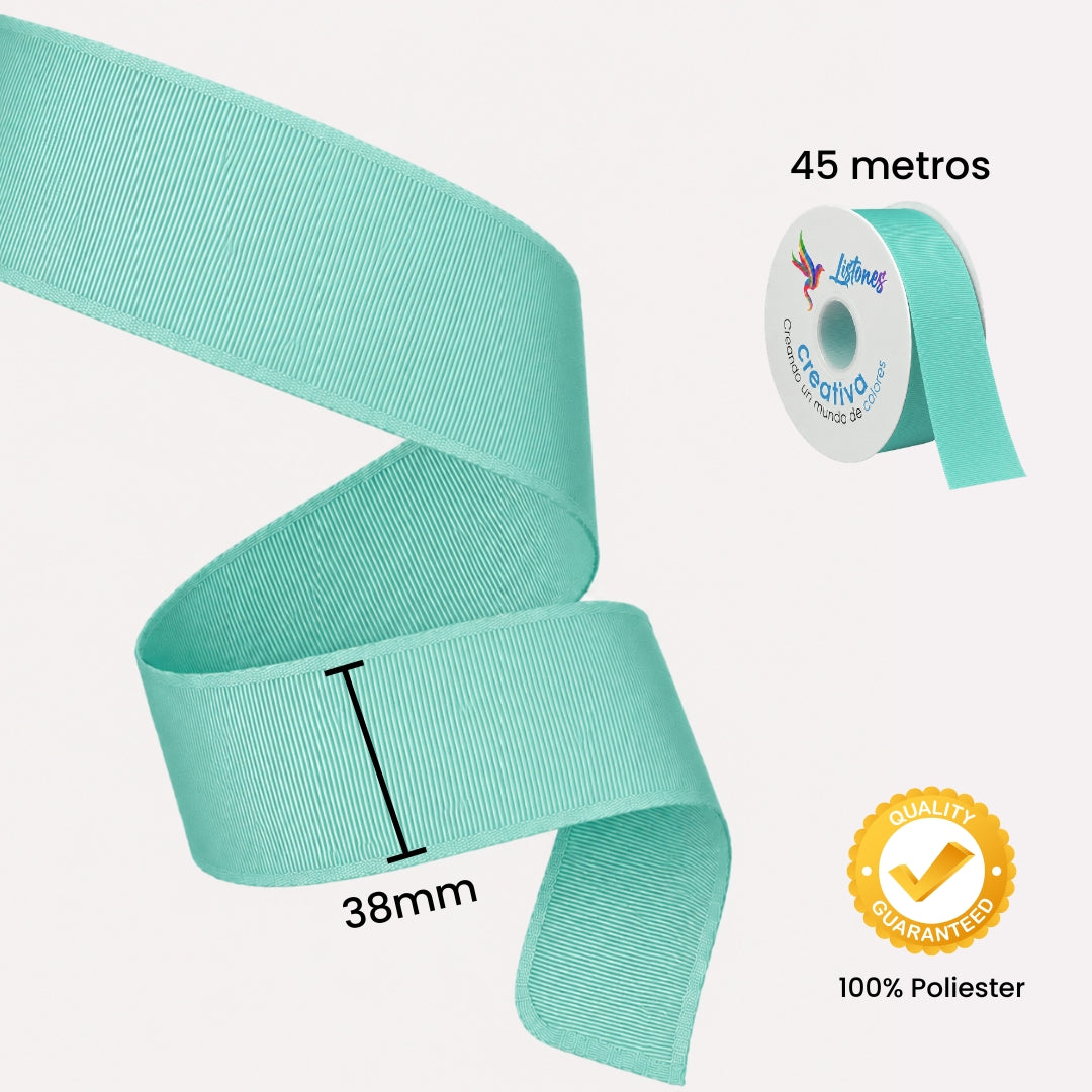 Listón Popotillo Barrotado 4 cm x 45 m - Cinta Grosgrain de Alta Densidad para Moños Escolares y Manualidades
