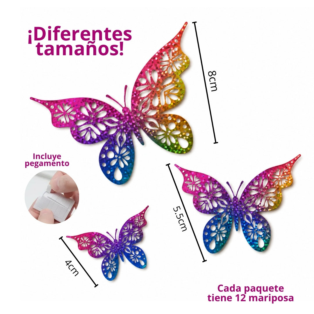 Mega Pack de Mariposas 3D Decorativas - 72 Piezas (3 Diseños) para Ramos Buchones