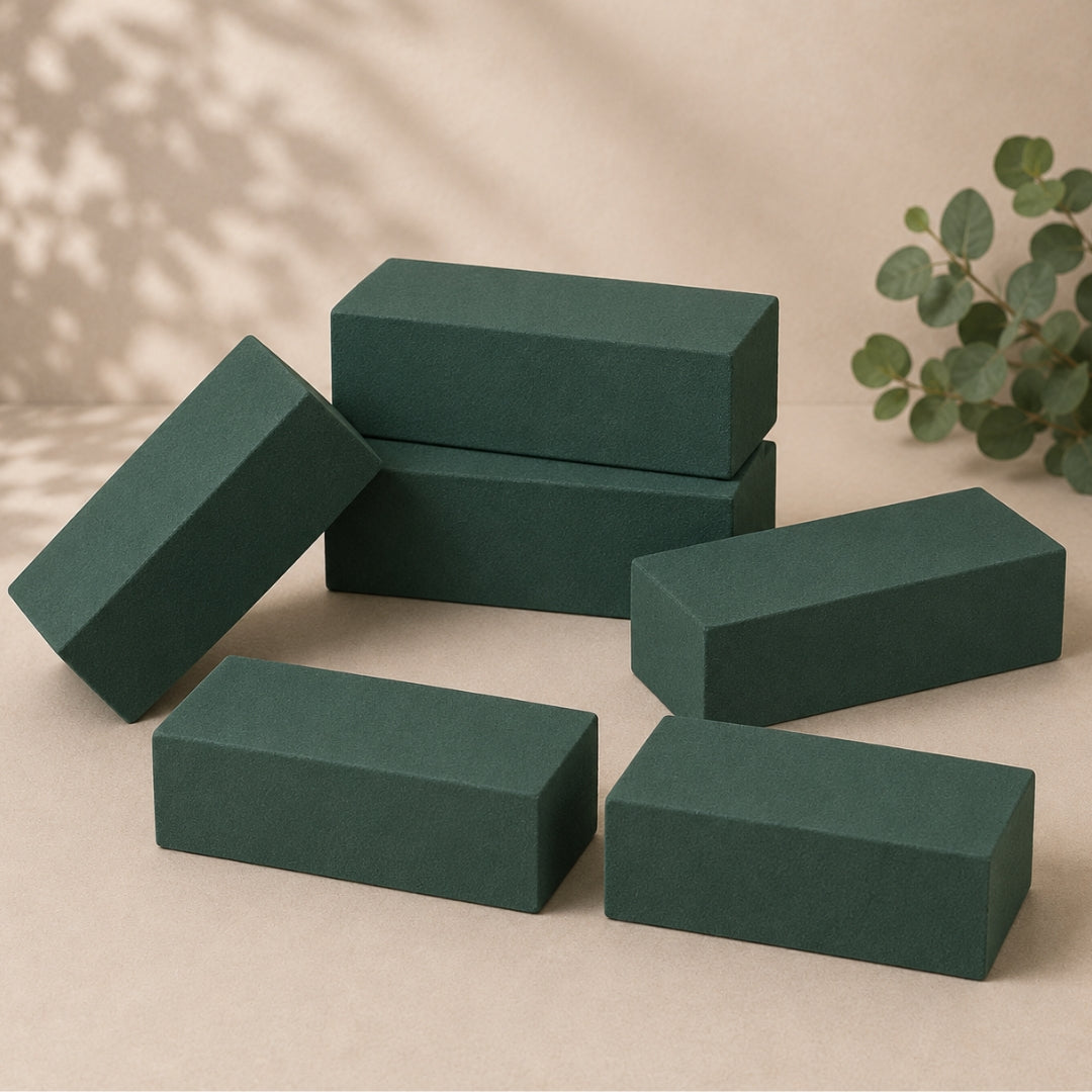 Espuma Floral en Bloque - Paquete con 6 Piezas para Flor Natural y Artificial (Color Verde)
