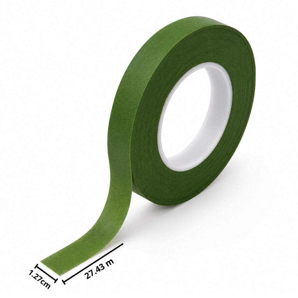 Cinta Floral Verde para Forrar Tallos y Ramos - 1.27 cm x 27.43 m (Floral Tape Profesional)