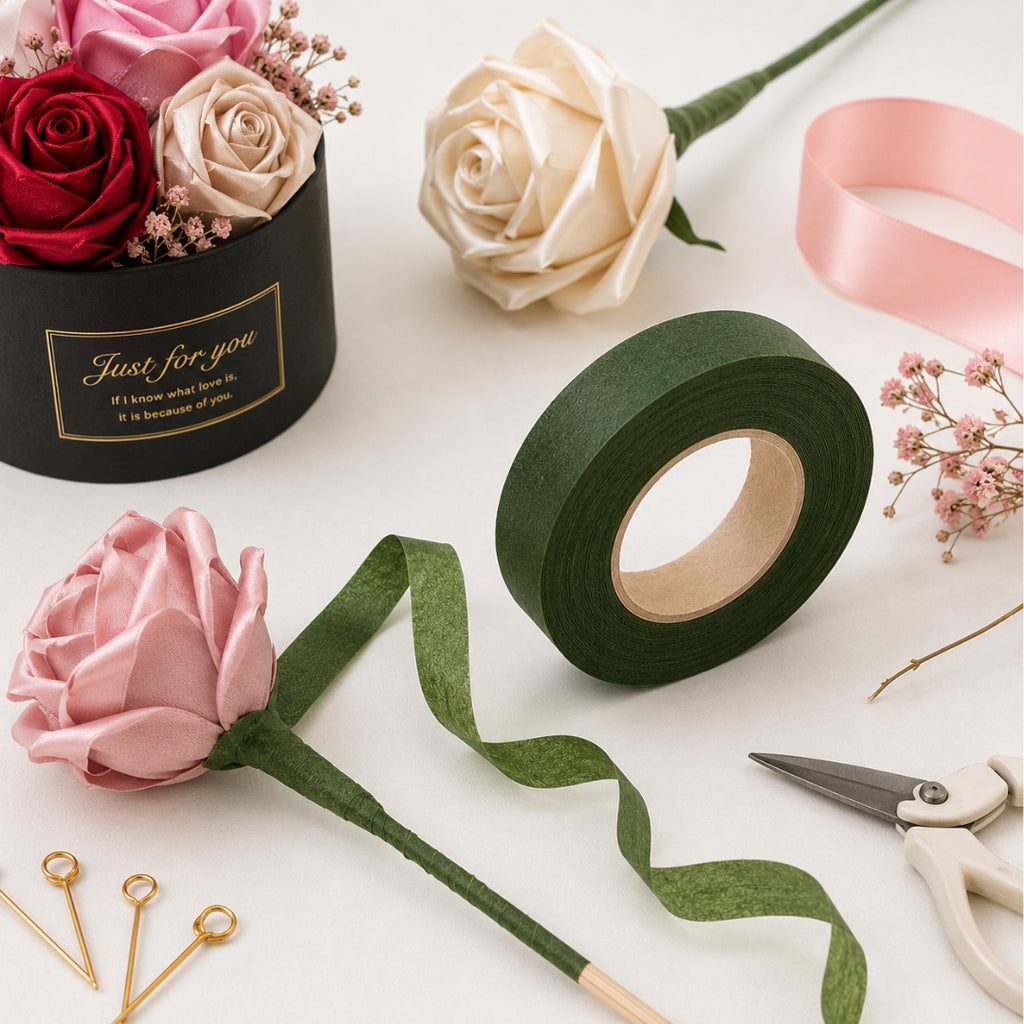 Cinta Floral Verde para Forrar Tallos y Ramos - 1.27 cm x 27.43 m (Floral Tape Profesional)