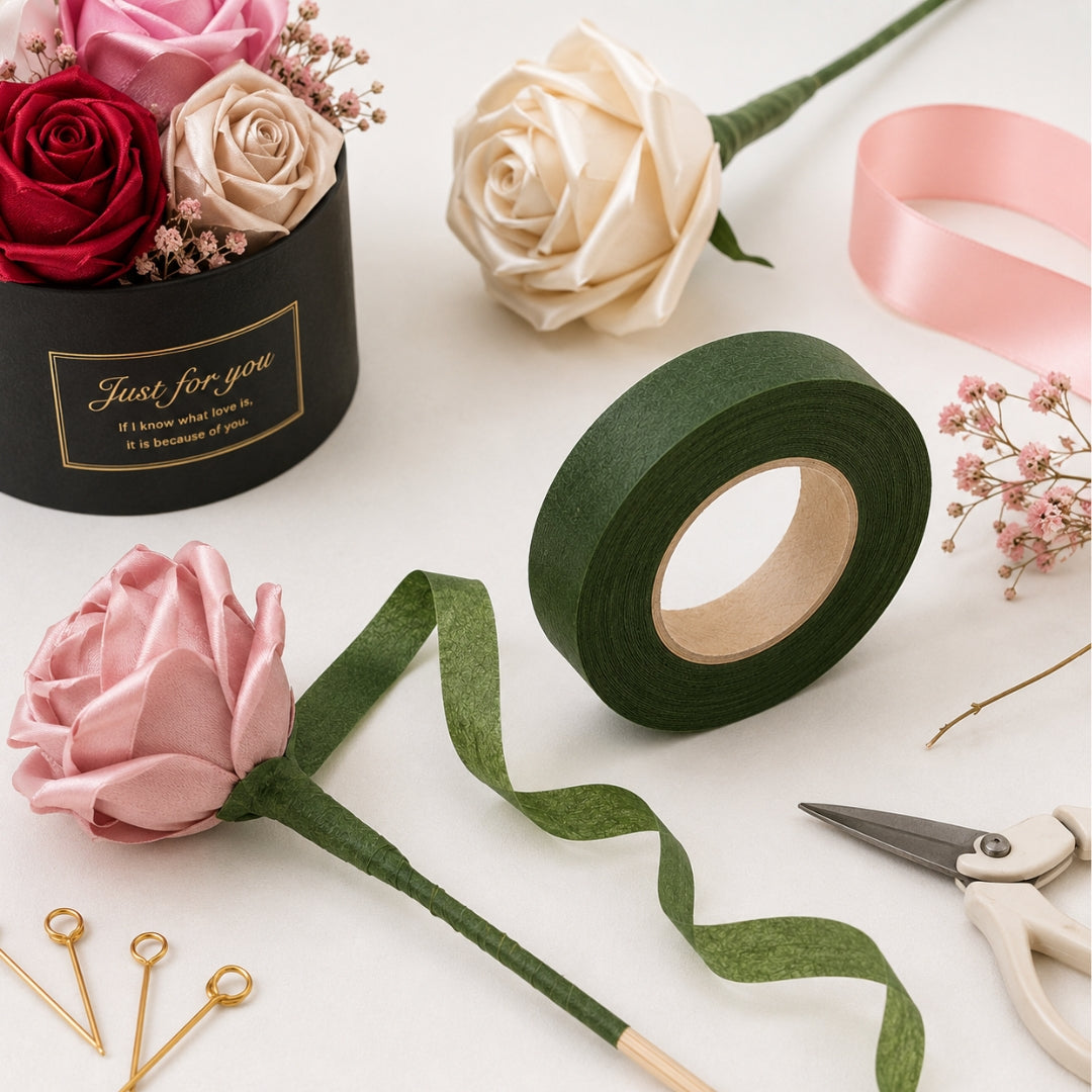 Cinta Floral Verde para Forrar Tallos y Ramos - 1.27 cm x 27.43 m (Floral Tape Profesional)