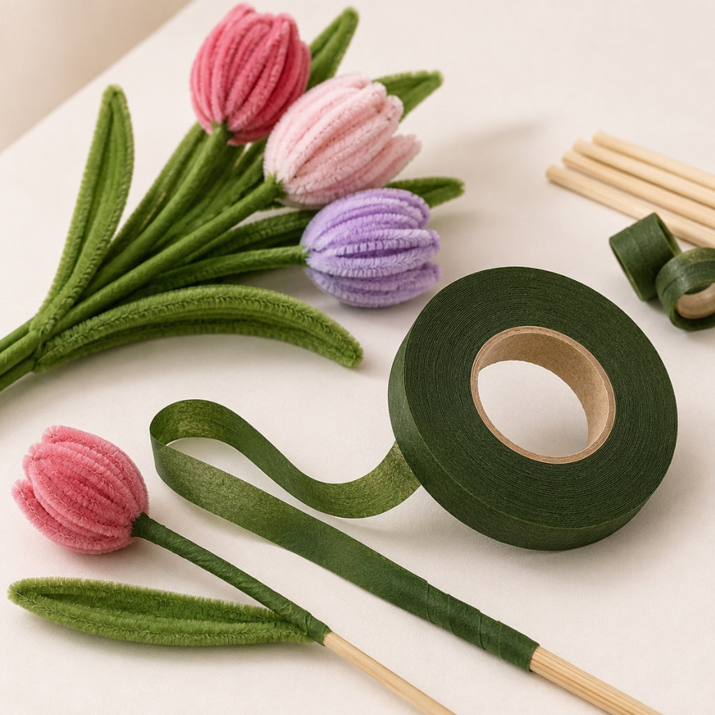 Cinta Floral Verde para Forrar Tallos y Ramos - 1.27 cm x 27.43 m (Floral Tape Profesional)