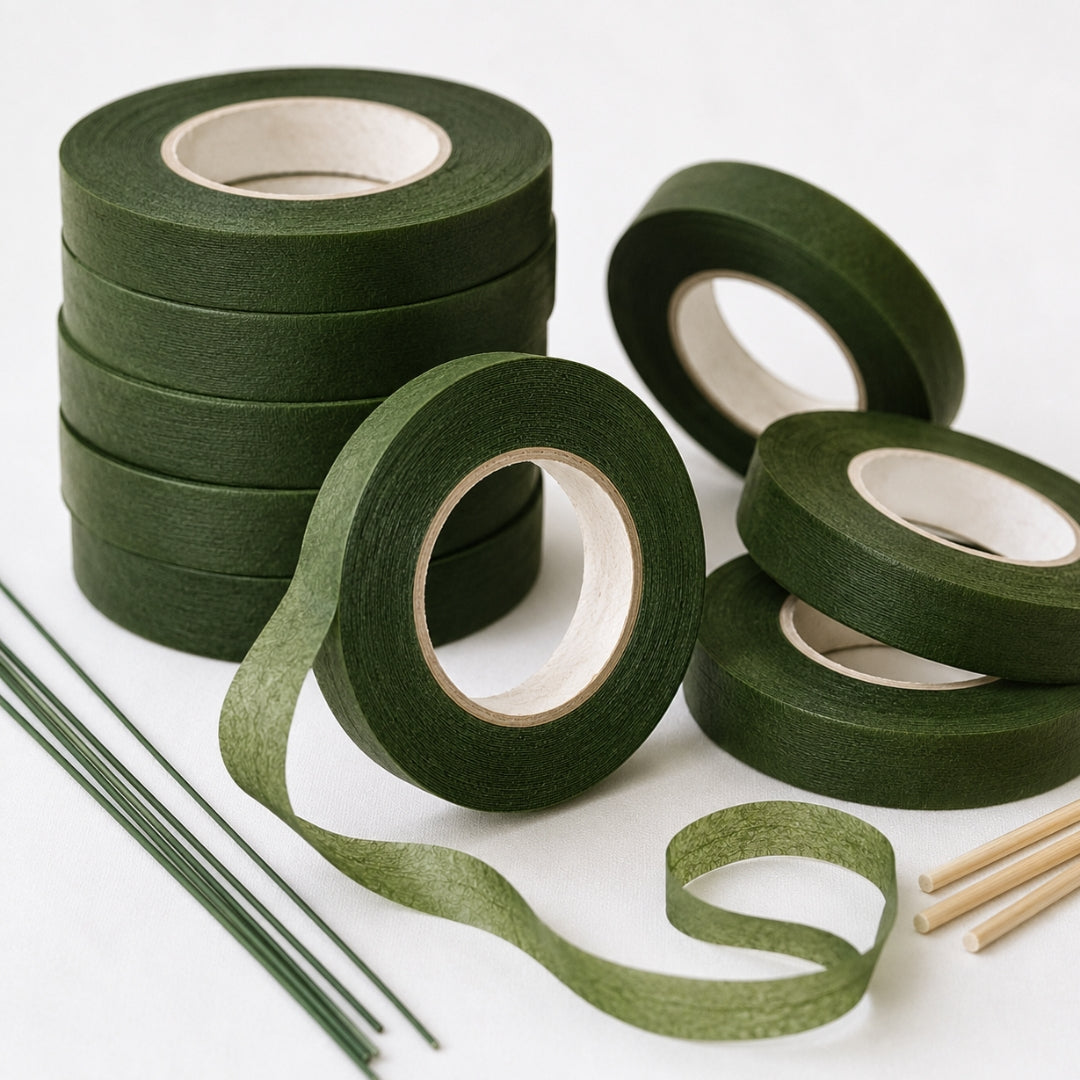 Cinta Floral Verde para Forrar Tallos y Ramos - 1.27 cm x 27.43 m (Floral Tape Profesional)