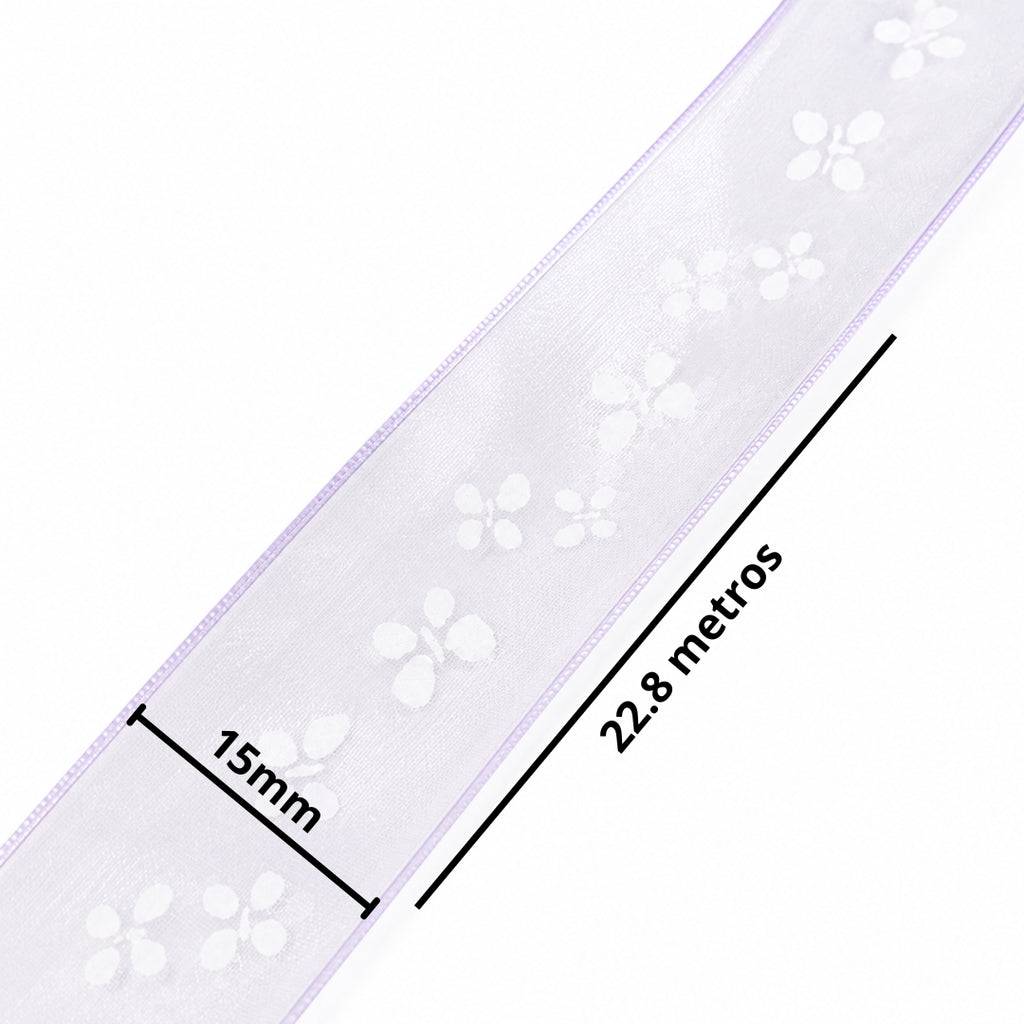 Listón de Organza Estampado con Diseños Pack 3 (15 mm x 22.8 m) para Manualidades
