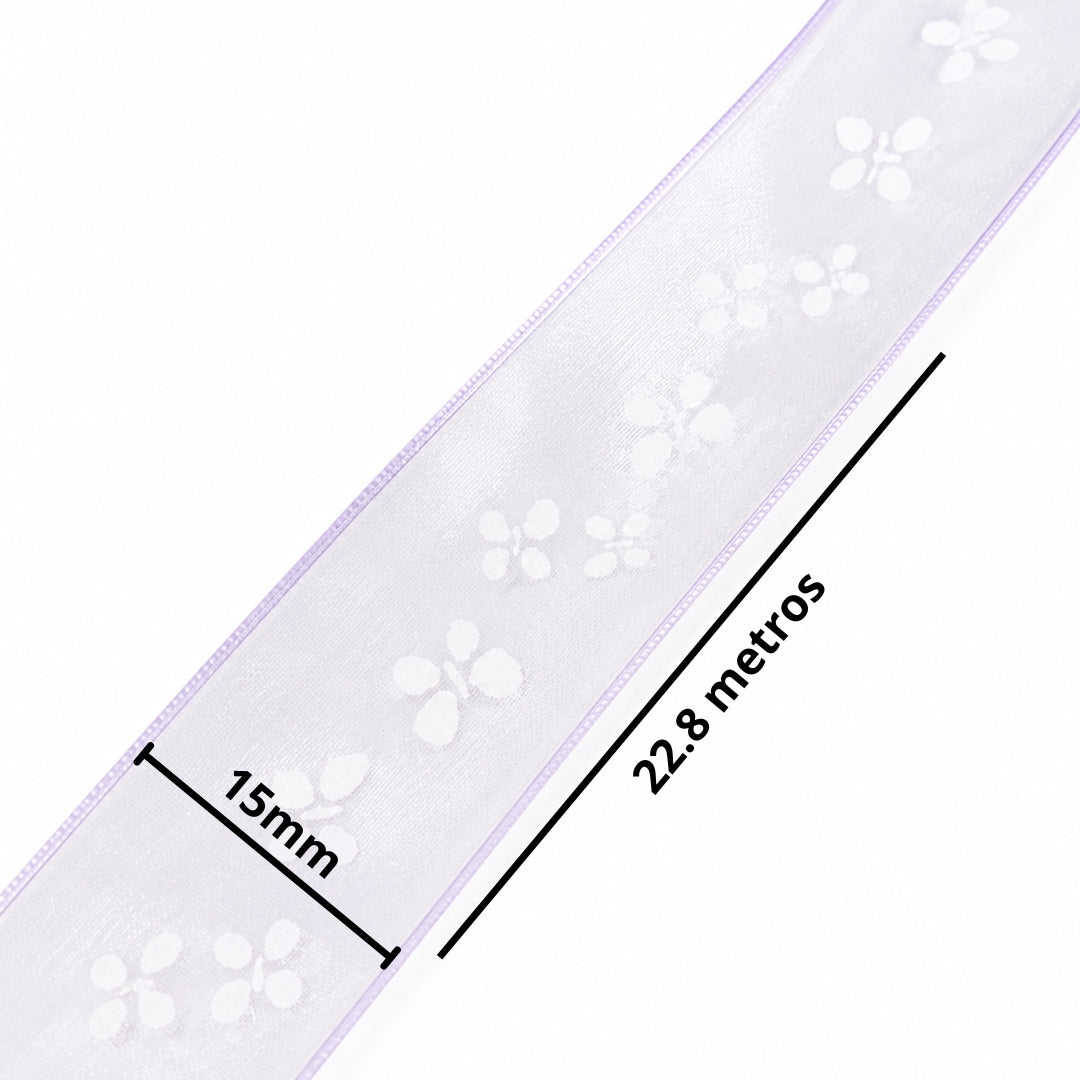 Listón de Organza Estampado con Diseños Pack 3 (15 mm x 22.8 m) para Manualidades