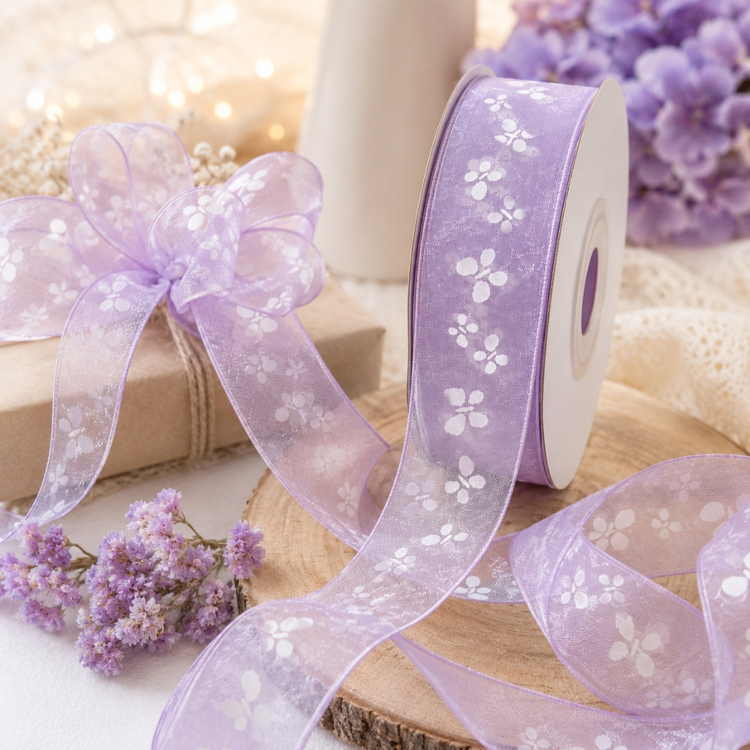 Listón de Organza Estampado con Diseños Pack 3 (15 mm x 22.8 m) para Manualidades