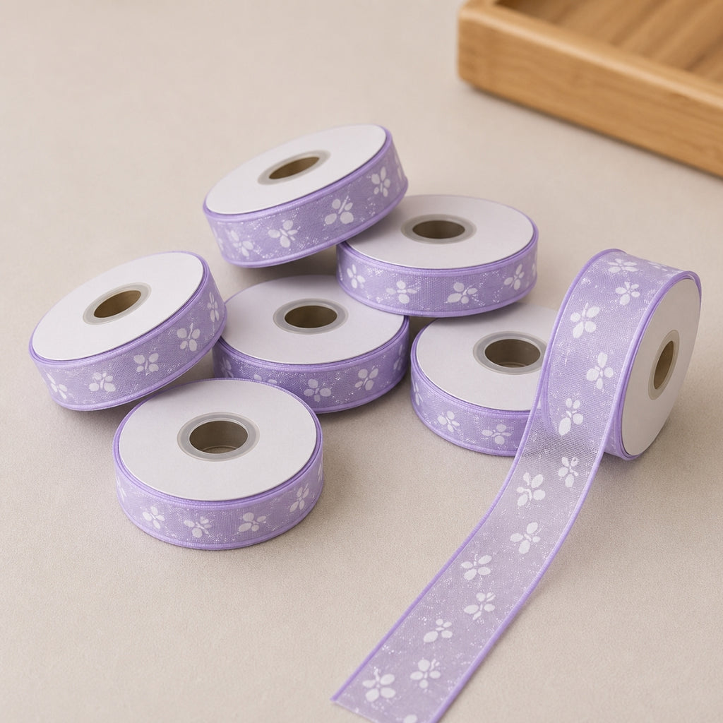 Listón de Organza Estampado con Diseños Pack 3 (15 mm x 22.8 m) para Manualidades