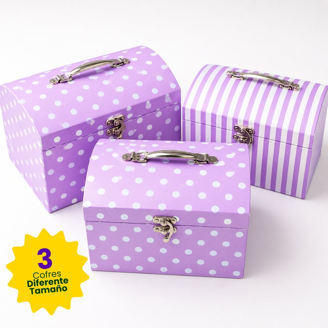 Set de 3 Cofres de Regalo Cajas Decorativas de Cartón Rígido | Papel Chic