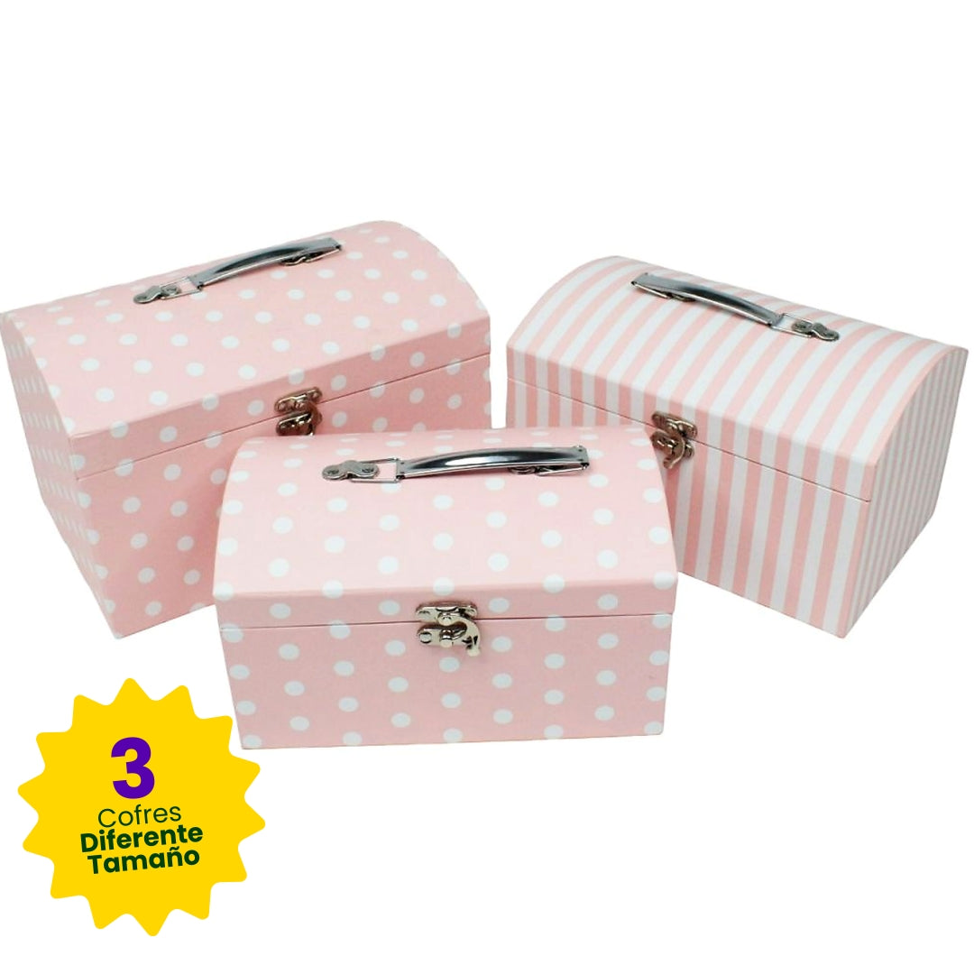 Set de 3 Cofres de Regalo Cajas Decorativas de Cartón Rígido | Papel Chic
