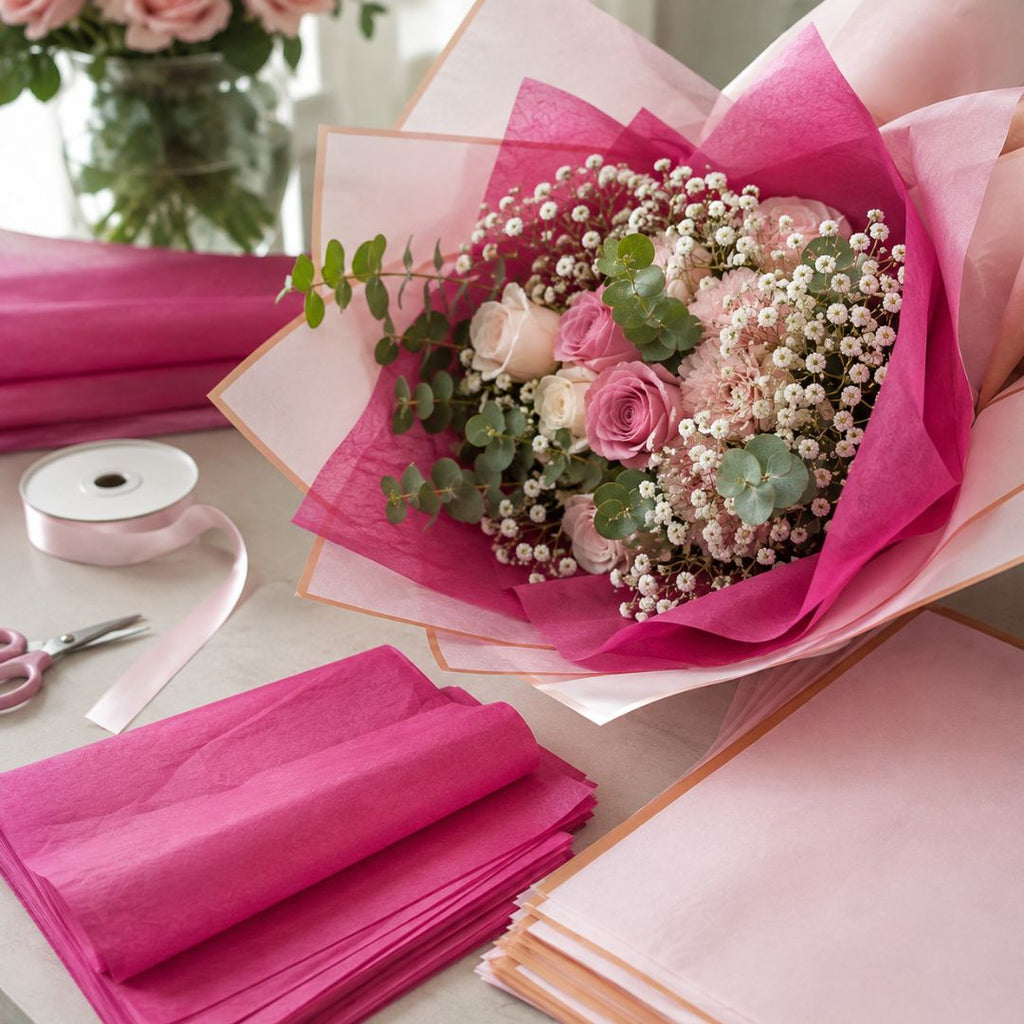Papel Seda para Ramos y Envolturas (Paquete de 20 pzs, 58x58 cm) - Papel de China para Arreglos Florales