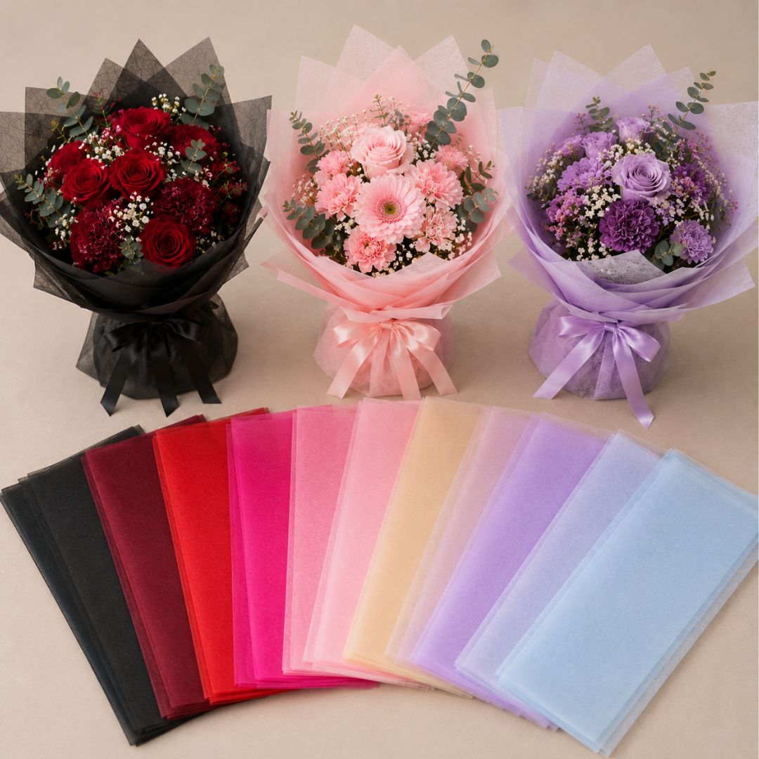 Papel Seda para Ramos y Envolturas (Paquete de 20 pzs, 58x58 cm) - Papel de China para Arreglos Florales