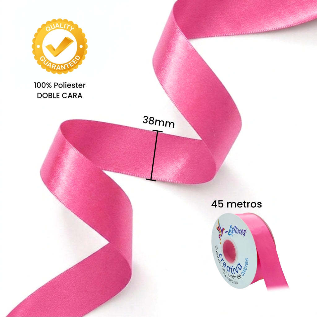 Listón Doble Satinado Doble Cara 3.8 cm x 45 m - Cinta Premium para Ramos Eternos y Moños