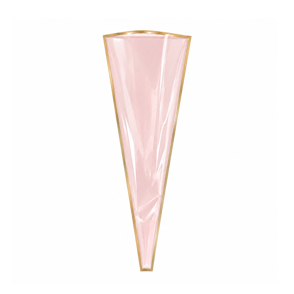 Fundas Cónicas para Rosa Individual (Paquete de 45 pzs) - Conos de Celofán con Borde Dorado