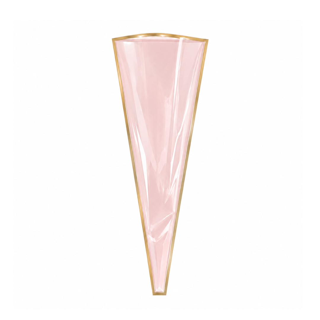 Fundas Cónicas para Rosa Individual (Paquete de 45 pzs) - Conos de Celofán con Borde Dorado