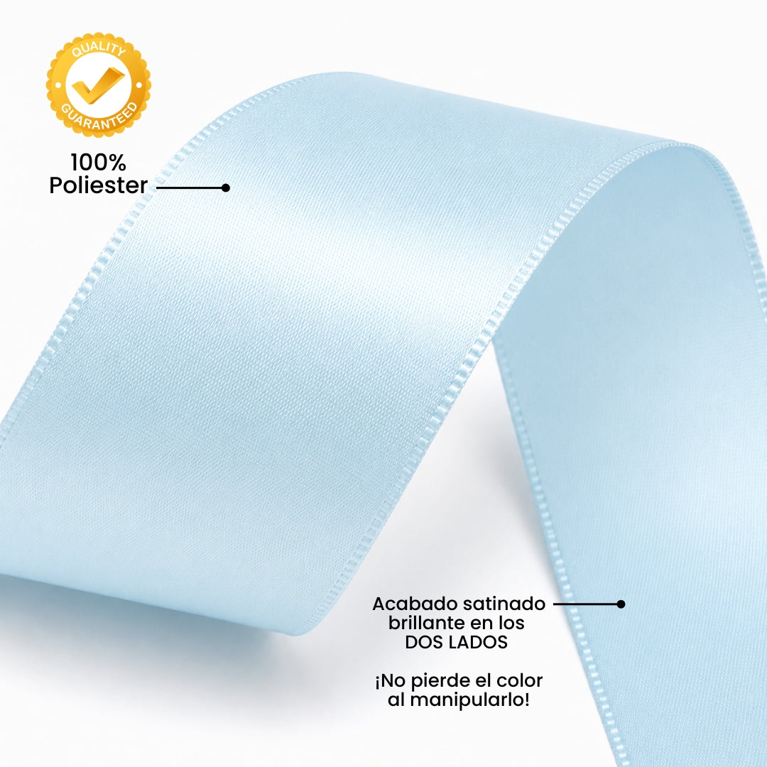 Listón Doble Satinado Doble Cara 3.8 cm x 45 m - Cinta Premium para Ramos Eternos y Moños