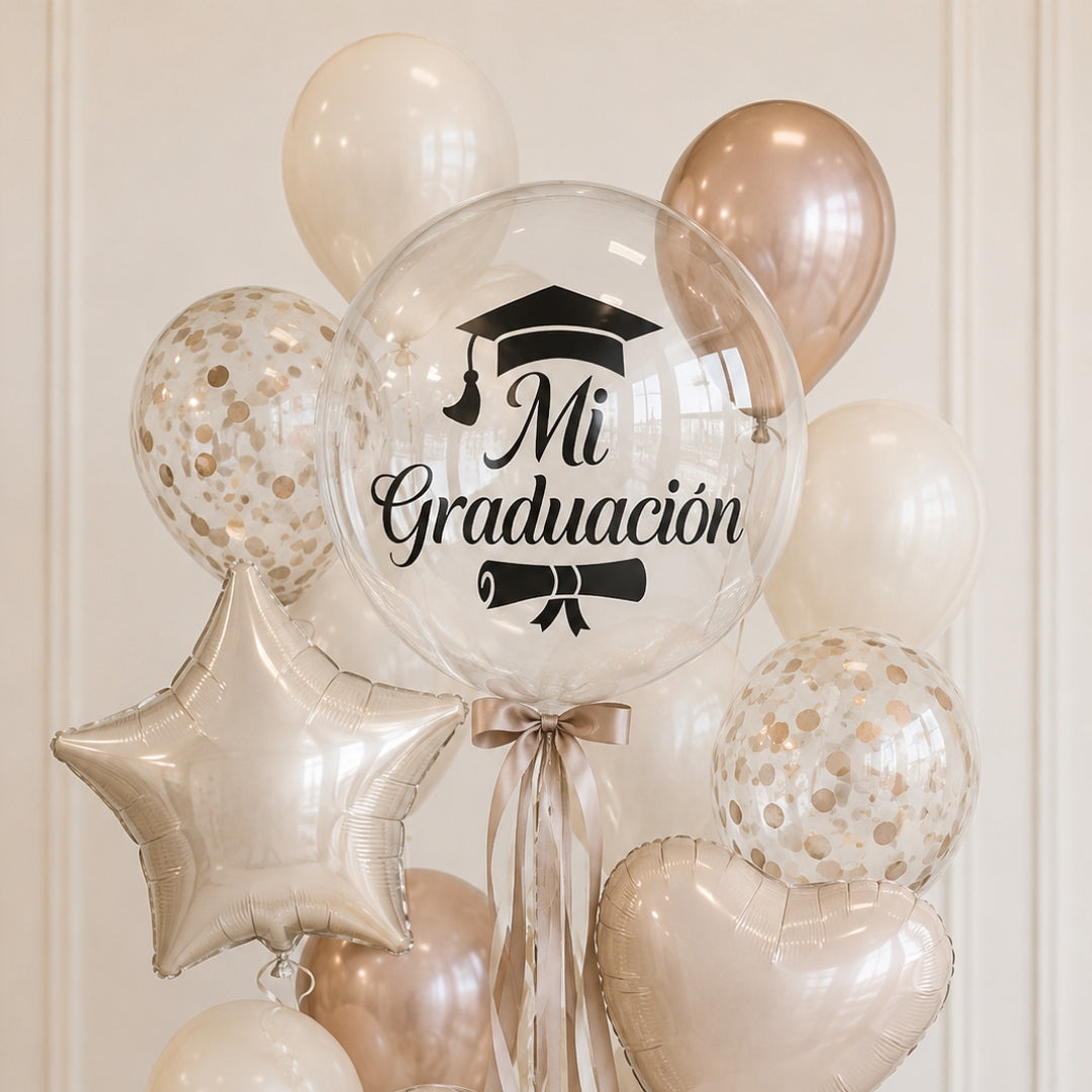 Set de 10 Vinilos Autoadhesivos para Globos y Regalos - Frases de Graduación y Celebración - Acabado Profesional