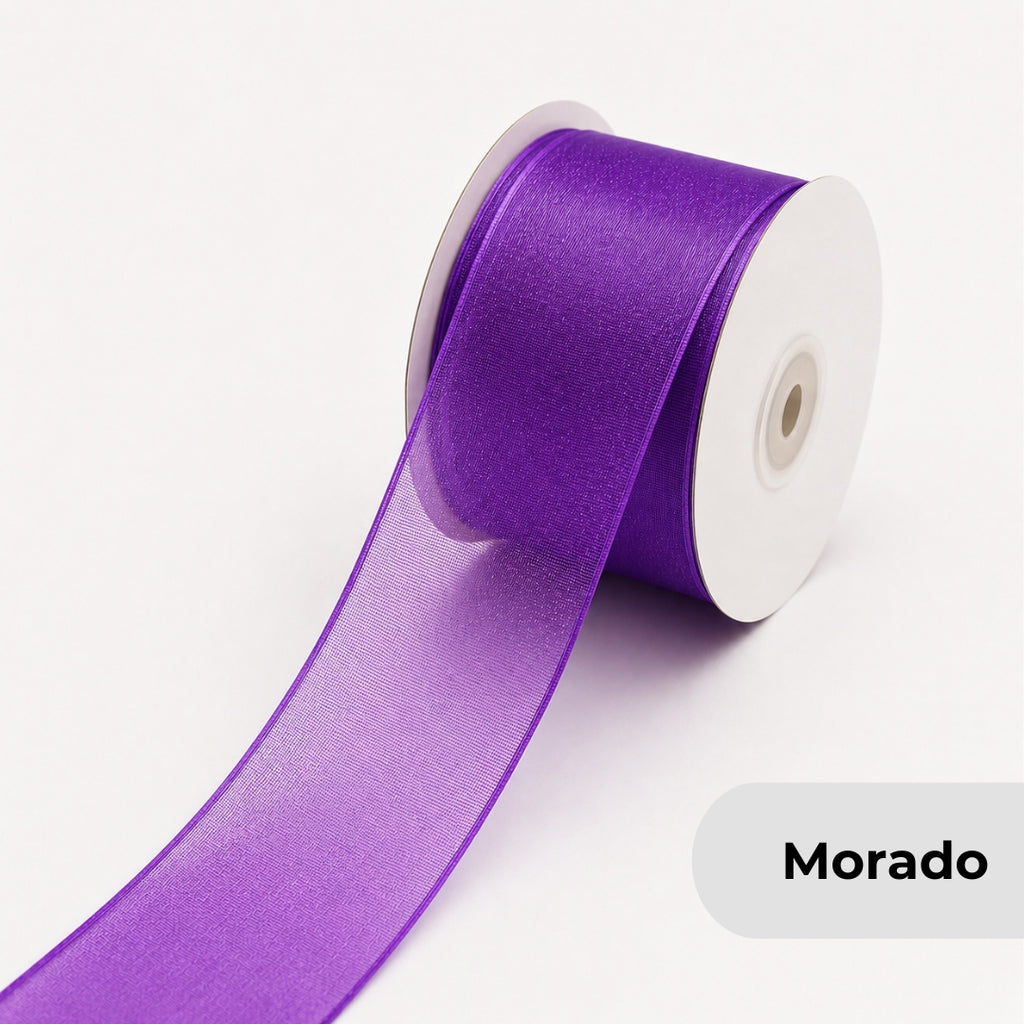 Listón de Organza Liso Premium (40 mm x 22 m) para Ramos y Regalos