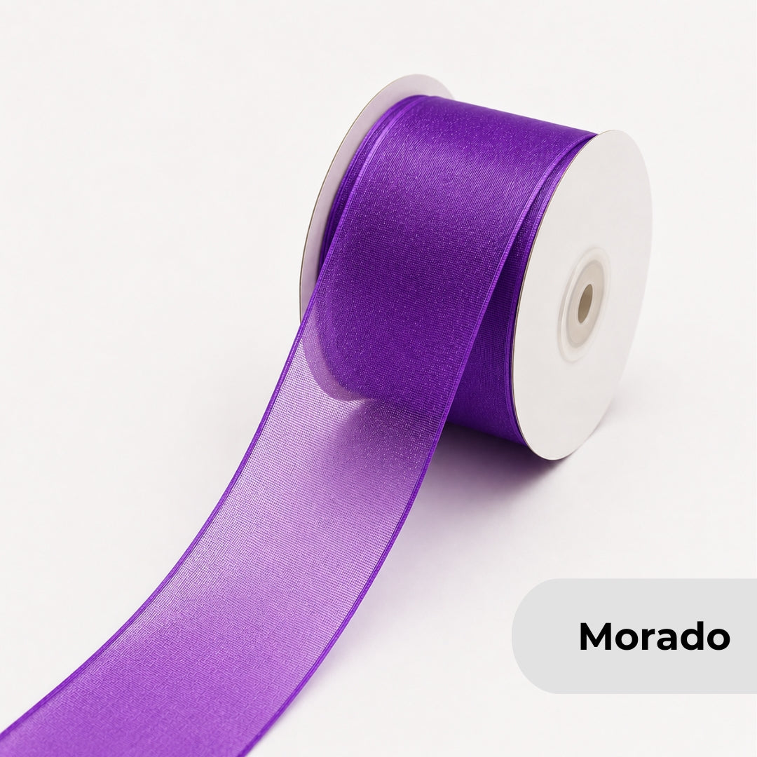 Listón de Organza Liso Premium (40 mm x 22 m) para Ramos y Regalos