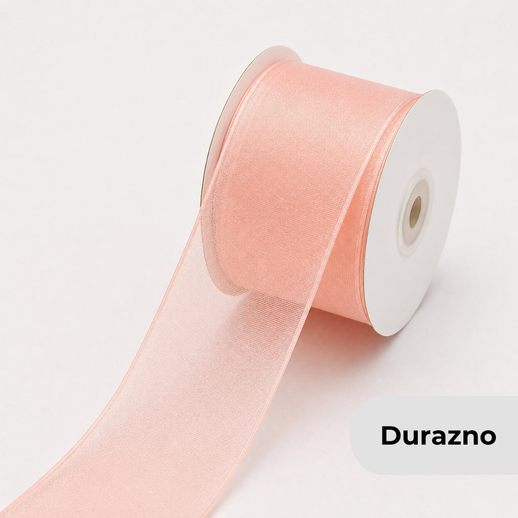 Listón de Organza Liso Premium (40 mm x 22 m) para Ramos y Regalos