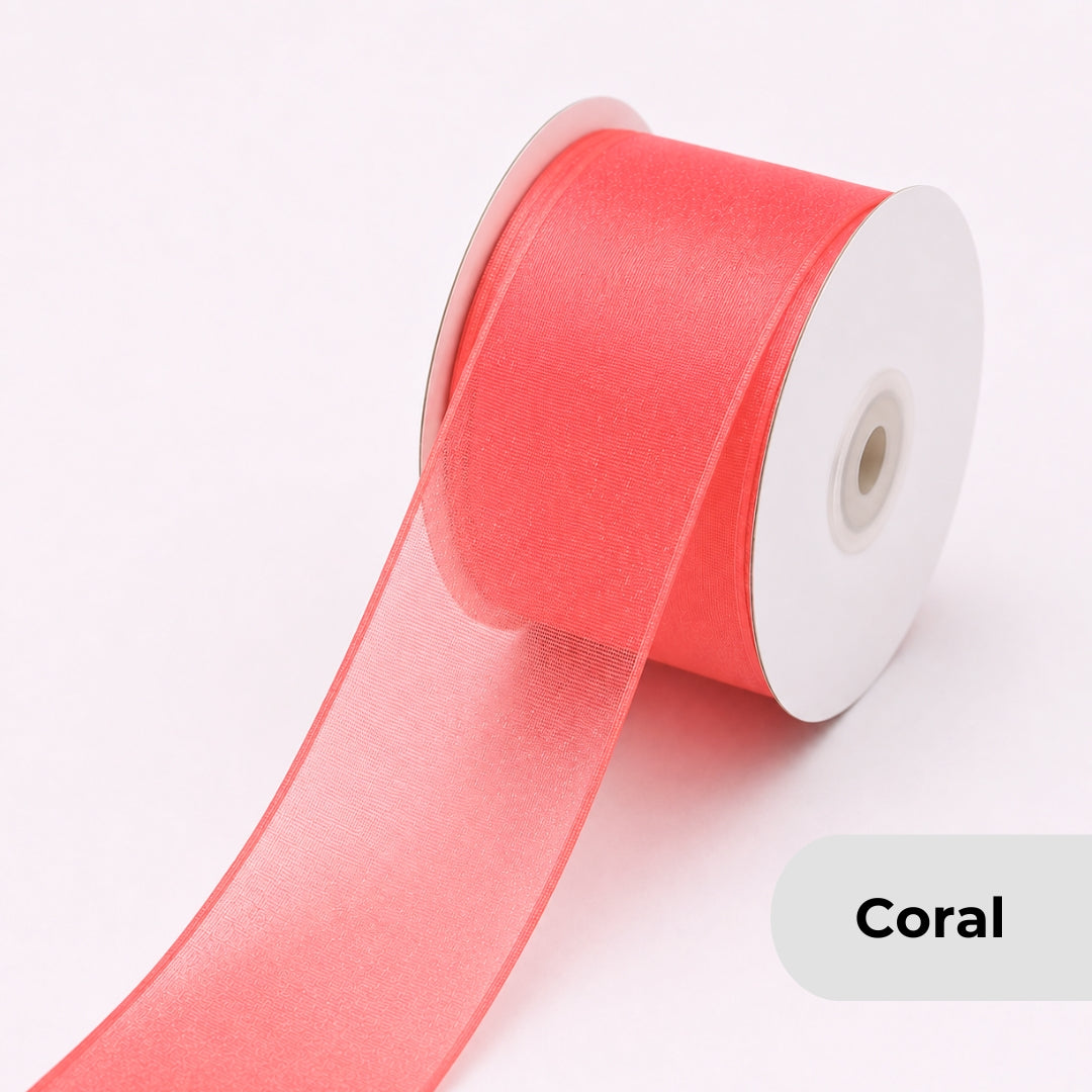 Listón de Organza Liso Premium (40 mm x 22 m) para Ramos y Regalos
