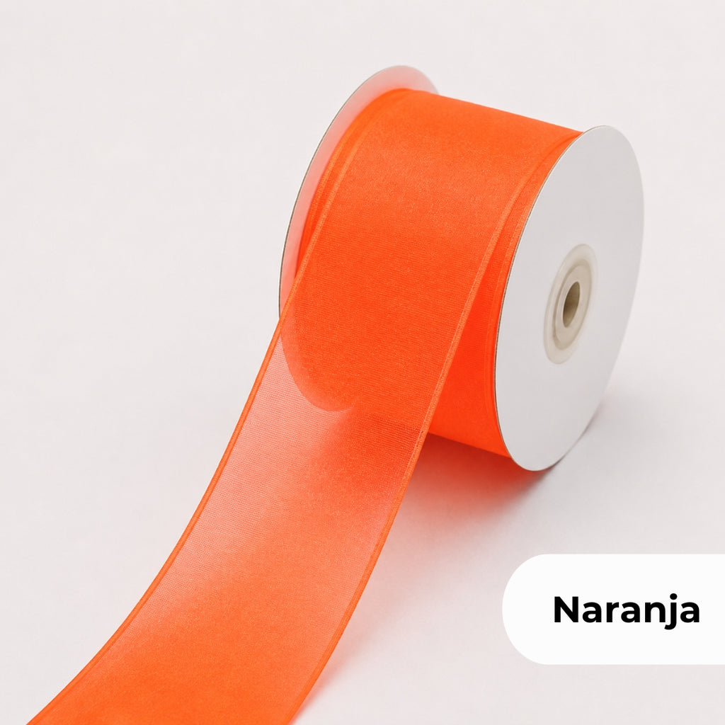 Listón de Organza Liso Premium (40 mm x 22 m) para Ramos y Regalos