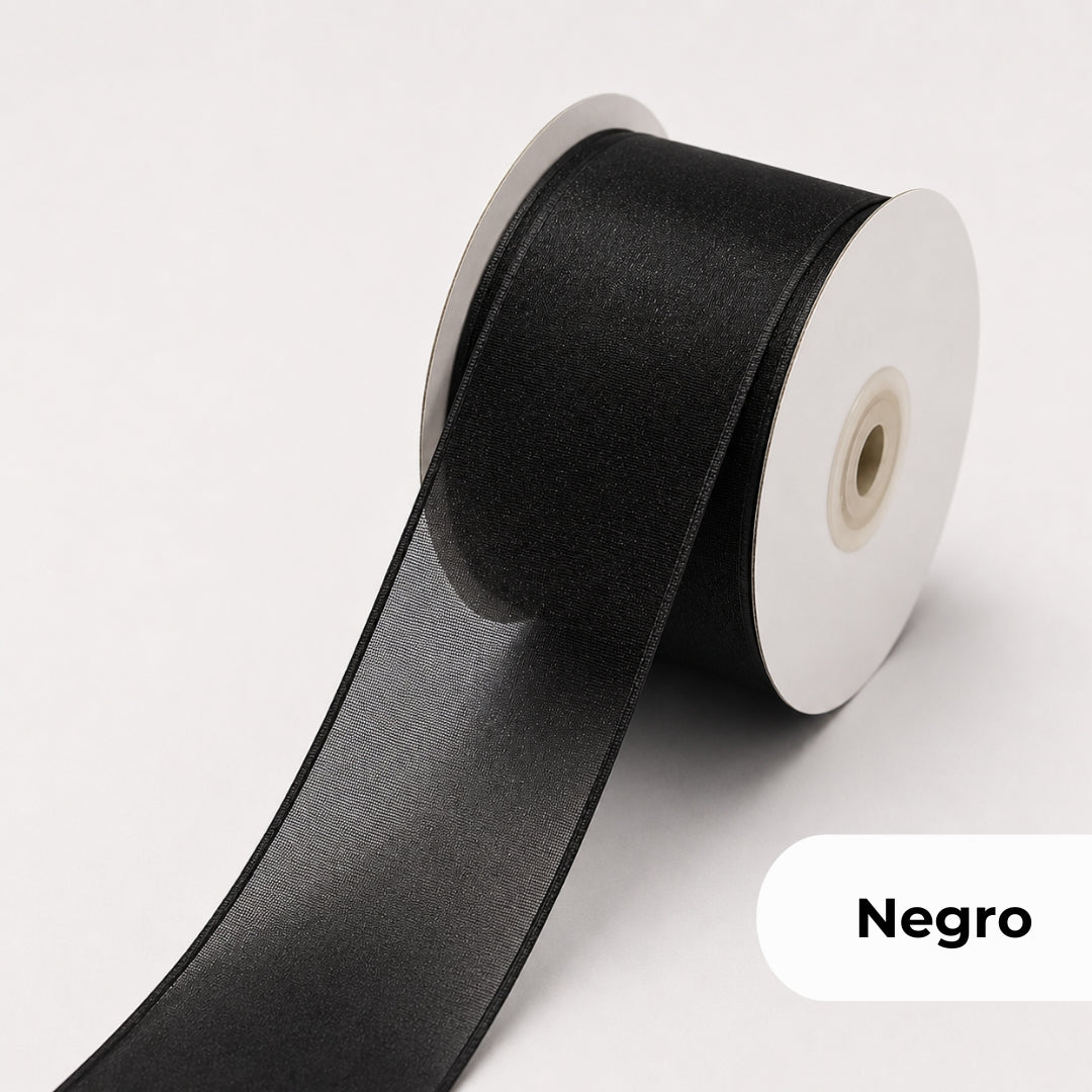 Listón de Organza Liso Premium (40 mm x 22 m) para Ramos y Regalos