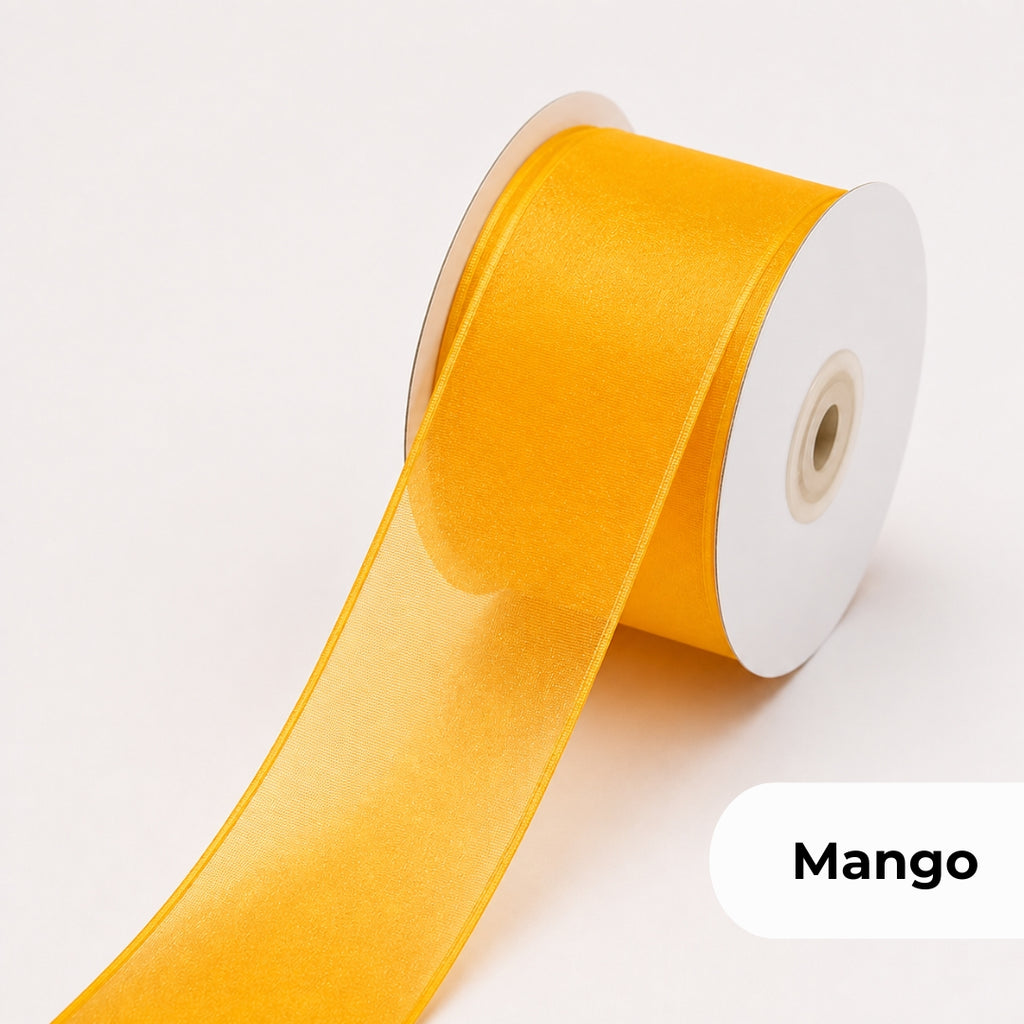 Listón de Organza Liso Premium (40 mm x 22 m) para Ramos y Regalos