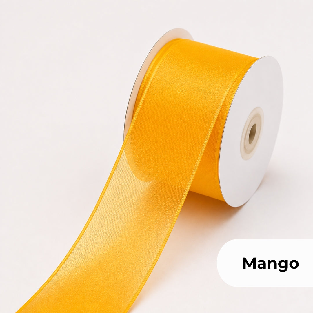 Listón de Organza Liso Premium (40 mm x 22 m) para Ramos y Regalos