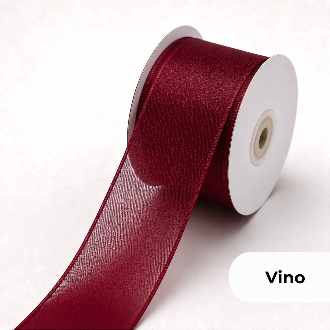 Listón de Organza Liso Premium (40 mm x 22 m) para Ramos y Regalos