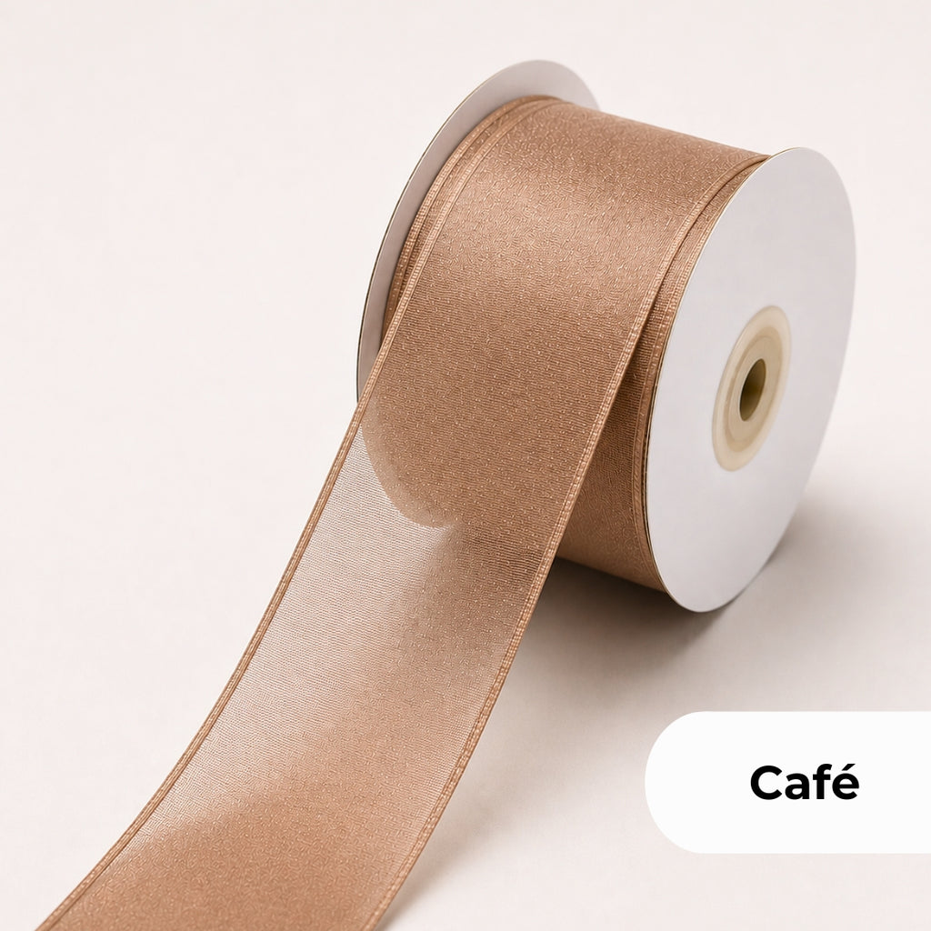 Listón de Organza Liso Premium (40 mm x 22 m) para Ramos y Regalos