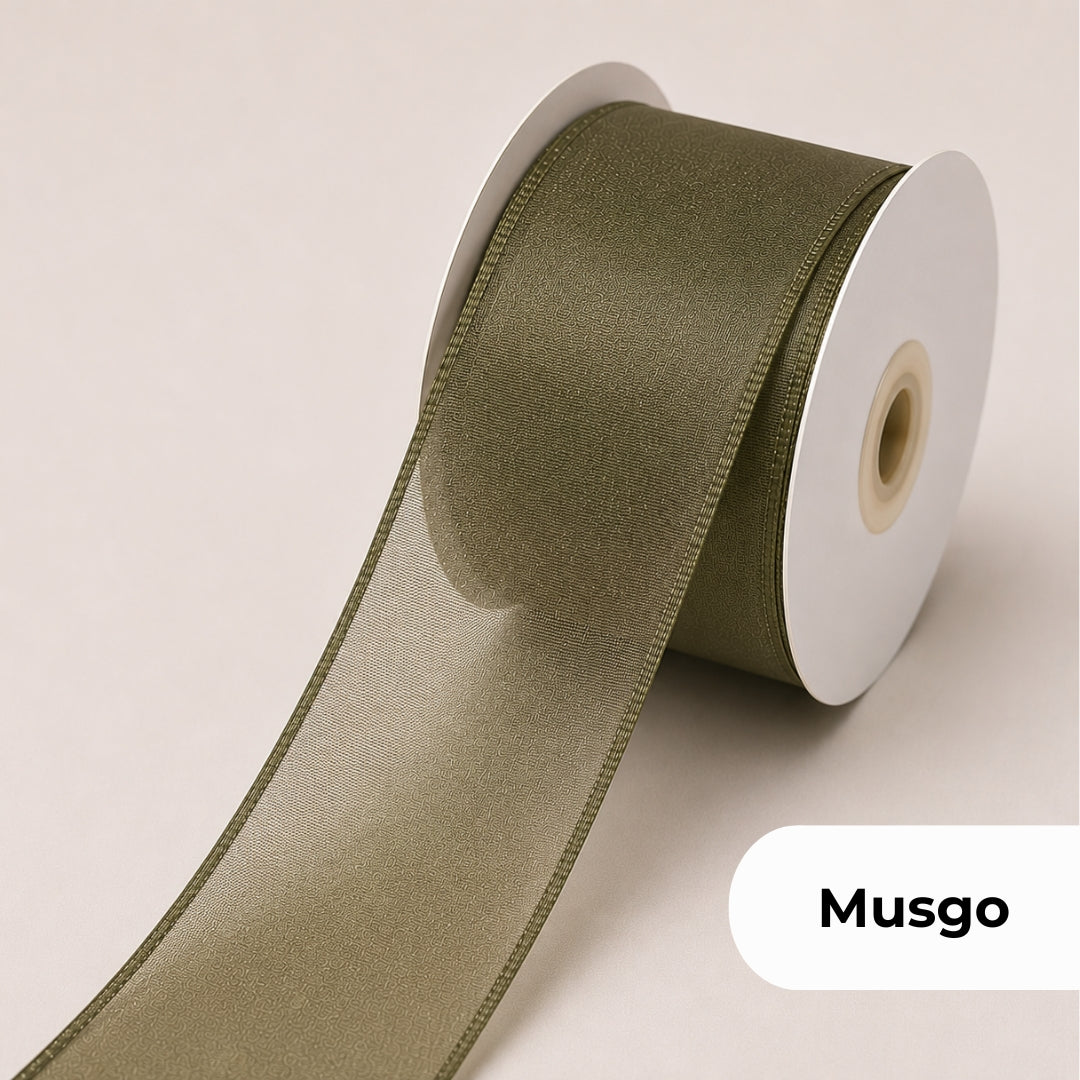 Listón de Organza Liso Premium (40 mm x 22 m) para Ramos y Regalos