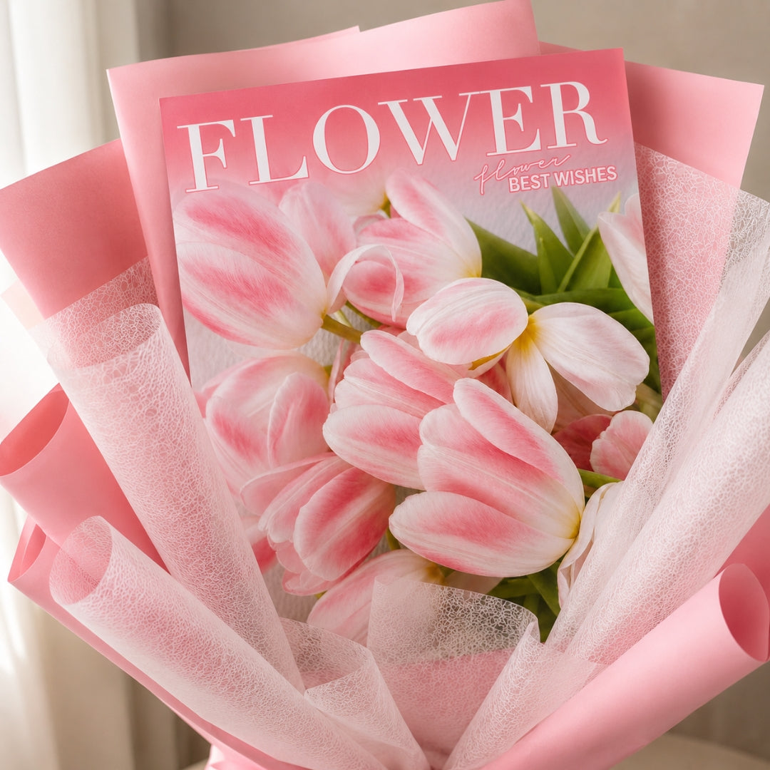 Papel Coreano Estilo Revista para Ramos (Paquete de 10 pzs, 30x45 cm) - Papel Impermeable Magazine