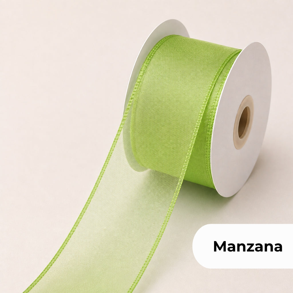 Listón de Organza Liso Premium (40 mm x 22 m) para Ramos y Regalos