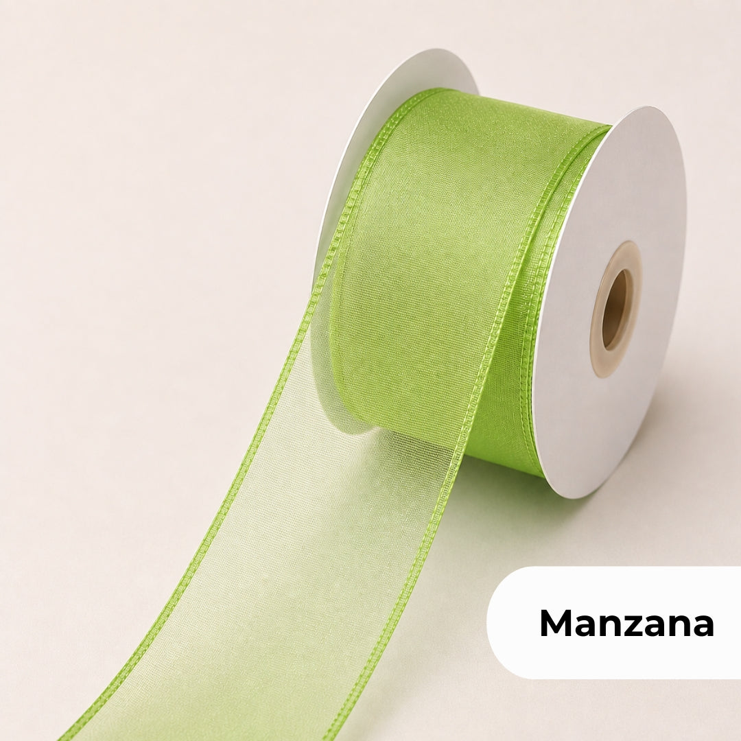 Listón de Organza Liso Premium (40 mm x 22 m) para Ramos y Regalos