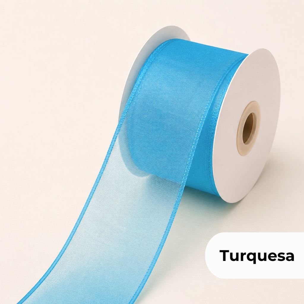 Listón de Organza Liso Premium (40 mm x 22 m) para Ramos y Regalos