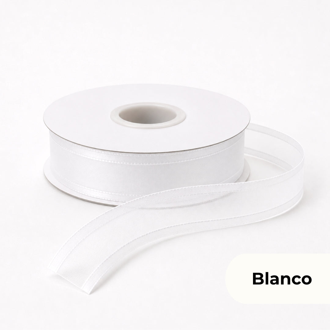 Listón de Organza con Orilla Satinada #5 (23 mm x 23 m) para Moños y Ramos