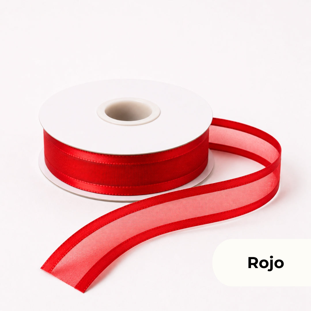 Listón de Organza con Orilla Satinada #5 (23 mm x 23 m) para Moños y Ramos