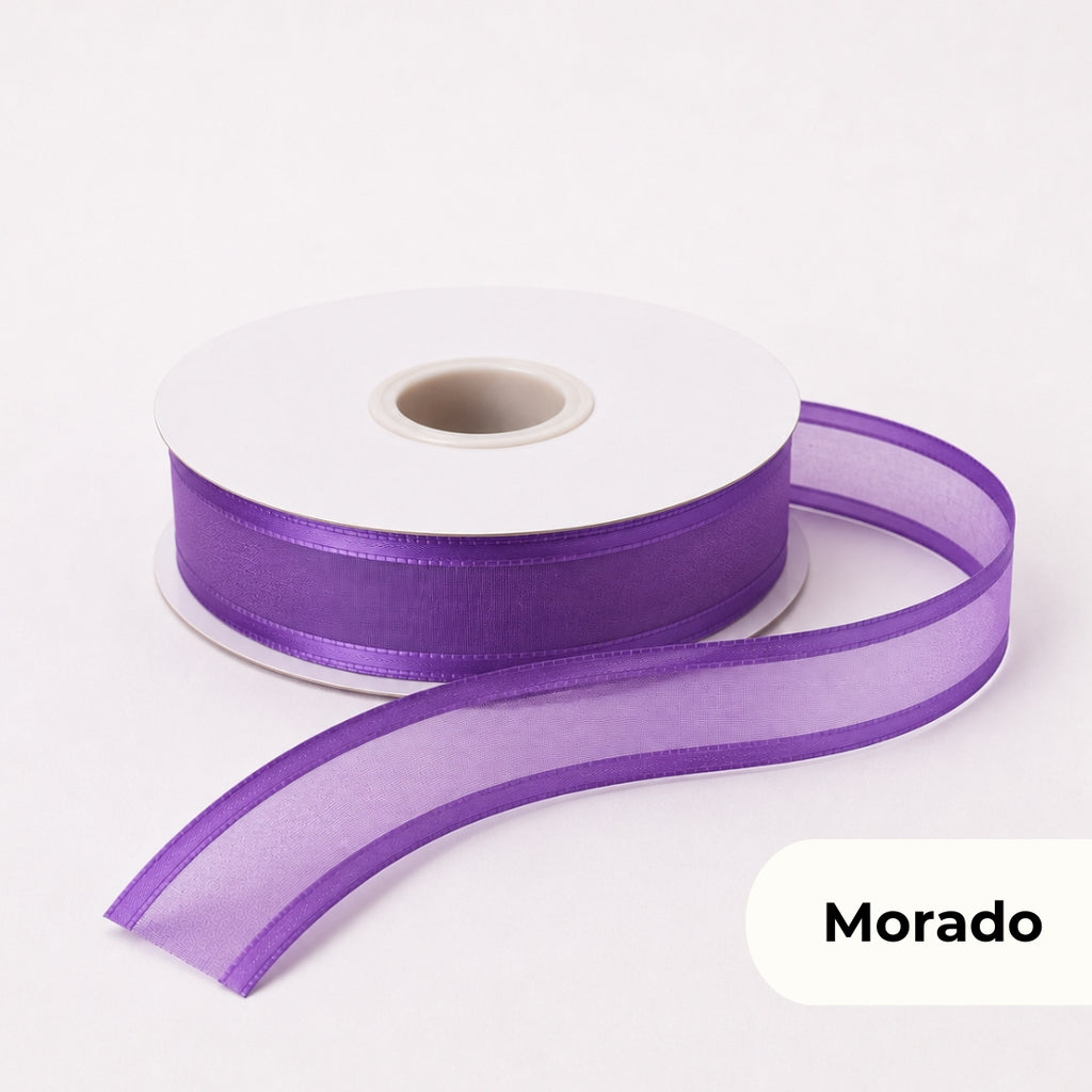 Listón de Organza con Orilla Satinada #5 (23 mm x 23 m) para Moños y Ramos