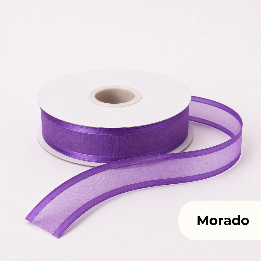 Listón de Organza con Orilla Satinada #5 (23 mm x 23 m) para Moños y Ramos
