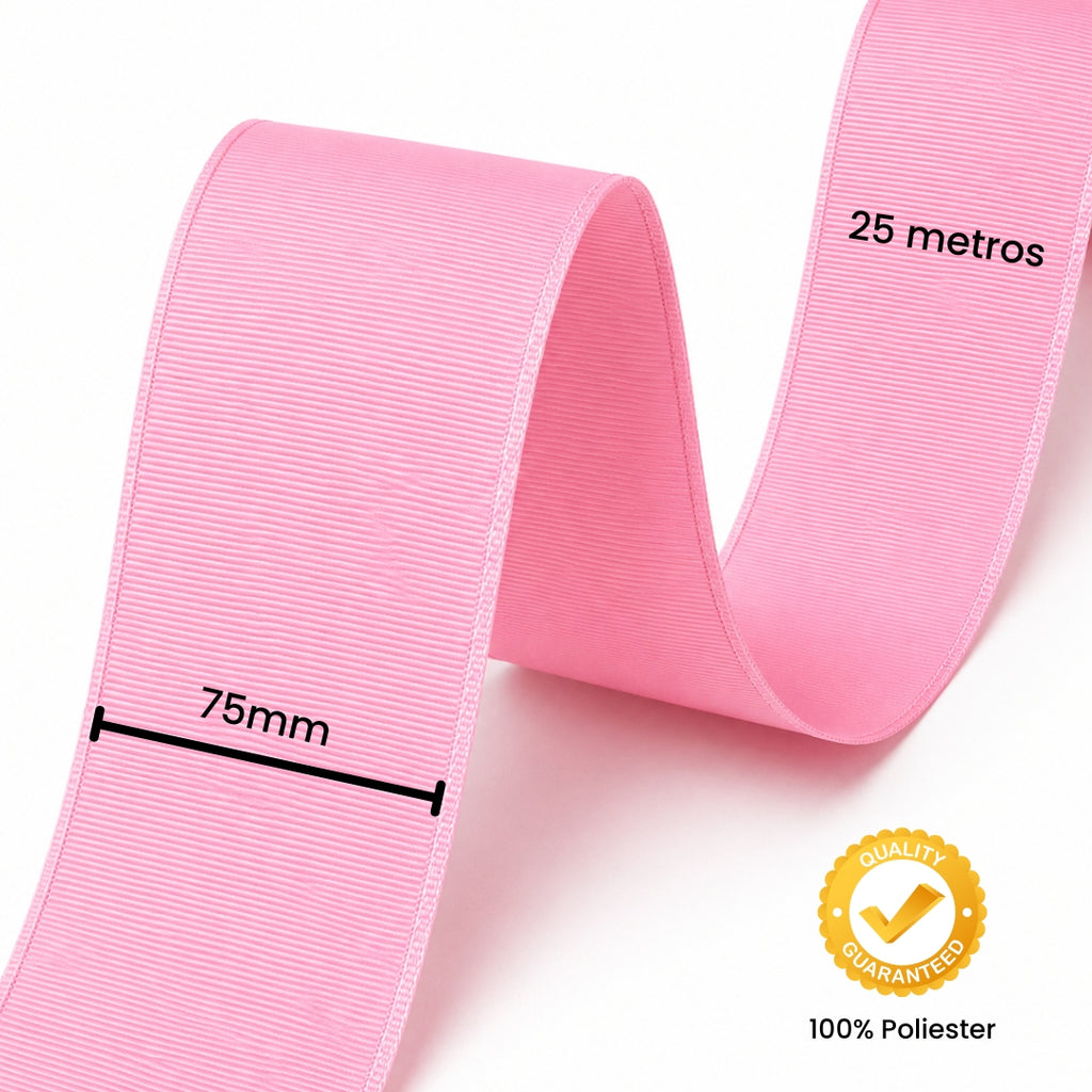 Listón Popotillo Grosgrain 7.5 cm (3 Pulgadas) x 22 m - Cinta de Alta Densidad para Moños Boutique