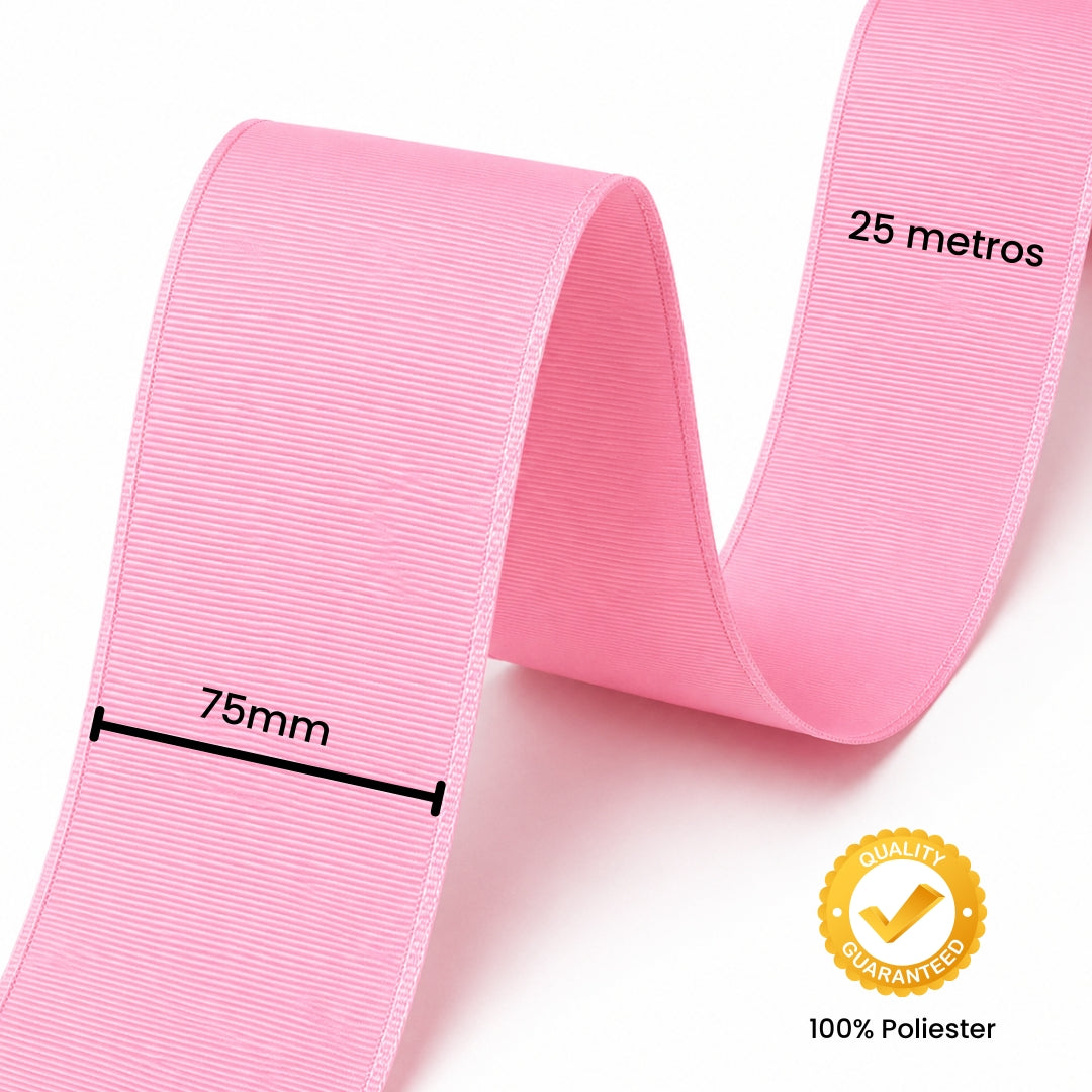 Listón Popotillo Grosgrain 7.5 cm (3 Pulgadas) x 22 m - Cinta de Alta Densidad para Moños Boutique