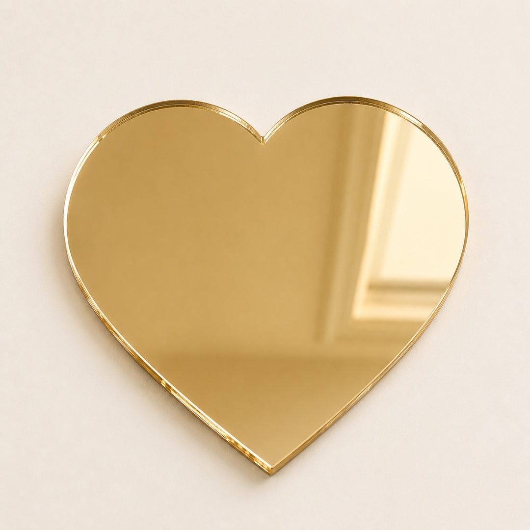 Espejos Decorativos de Acrílico Premium (Osito, Corazón y Círculo) - Set de Figuras Aesthetic para Ramos Buchones