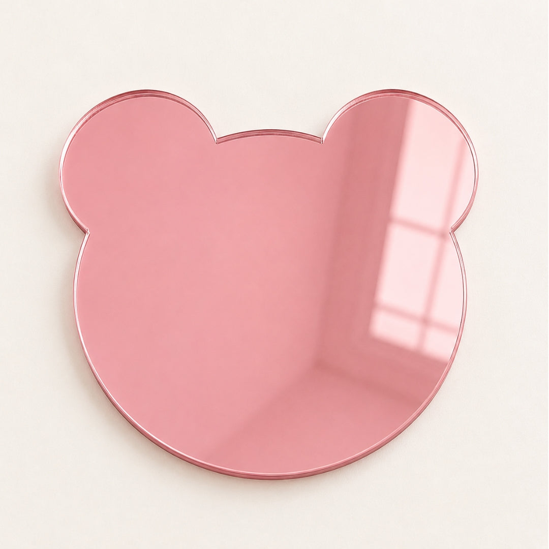 Espejos Decorativos de Acrílico Premium (Osito, Corazón y Círculo) - Set de Figuras Aesthetic para Ramos Buchones