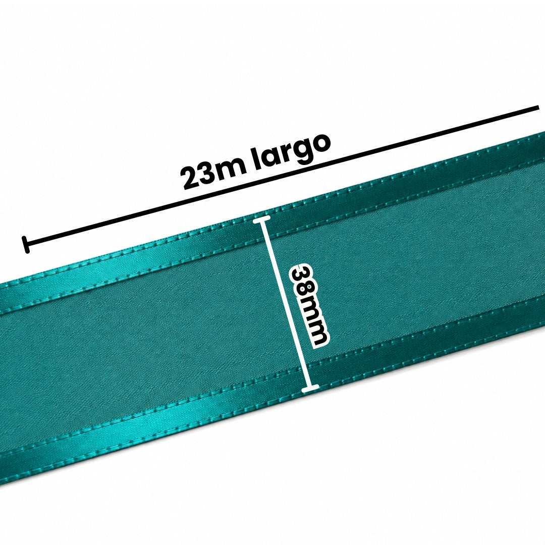 Listón de Organza con Orilla / con brillos Satinada 38 mm x 23 m para Ramos Buchones