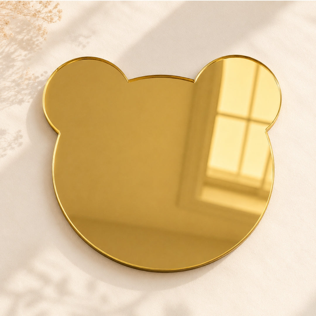 Espejos Decorativos de Acrílico Premium (Osito, Corazón y Círculo) - Set de Figuras Aesthetic para Ramos Buchones