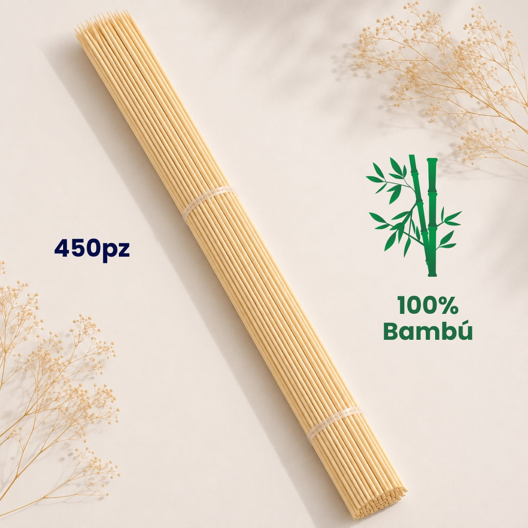 Palitos de Bambú Premium 30 cm - Paquete de 450 pzs para Ramos Buchones y Manualidades